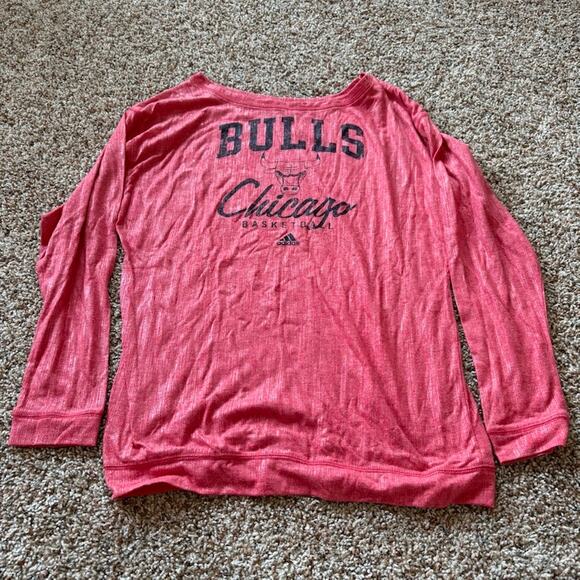 adidas Tops - Adidas Chicago Bulls Long Sleeve Womens Tshirt sz S Red NBA